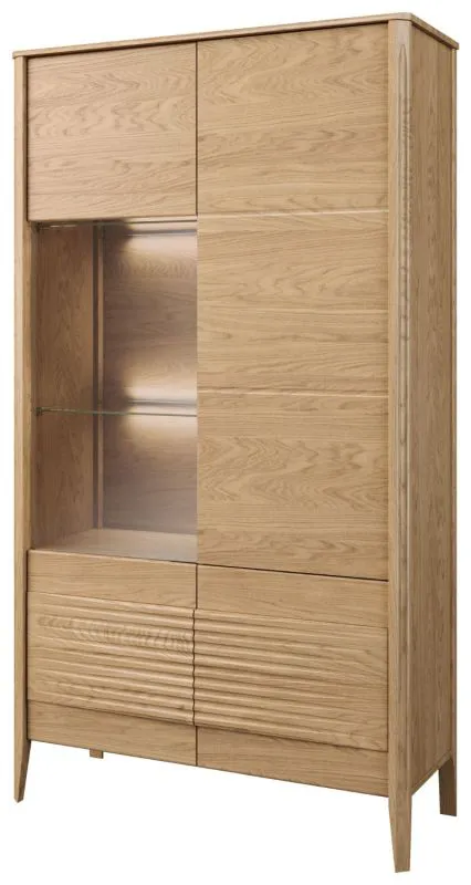 Vitrine Gorica 02 porte vitrée à gauche | Chêne Doré | LED intégrée | Fermeture douce | 201 x 111 x 45 cm