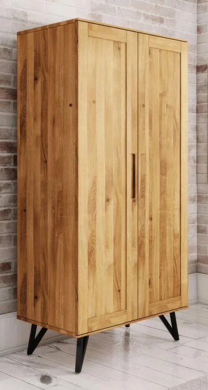 Armoire penderie Masterton 05 en chêne sauvage massif huilé | Design haut de gamme | 185 x 91 x 53 cm