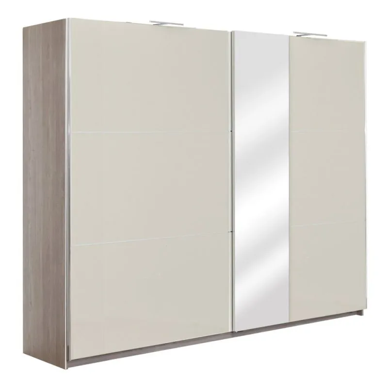 Armoire à portes coulissantes Sabadell 14 | Chêne / Beige Haute Brillance | 222 x 269 x 64 cm