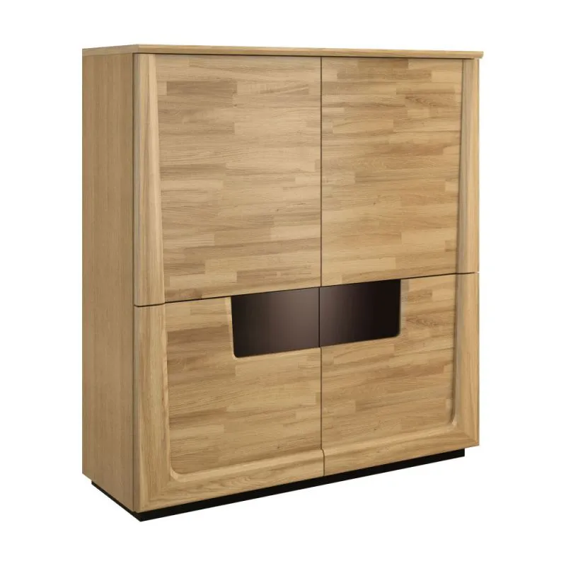 Commode "Topusko" 06, couleur : chêne / noir, partiellement massif - Dimensions : 133 x 121 x 43 cm (h x l x p)