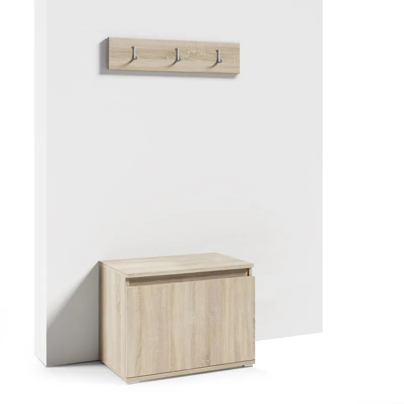 Meuble à chaussures Zapopan 72 | 1 porte abattante | Espace optimisé | Chêne Sonoma | 49,5 x 50 x 40 cm