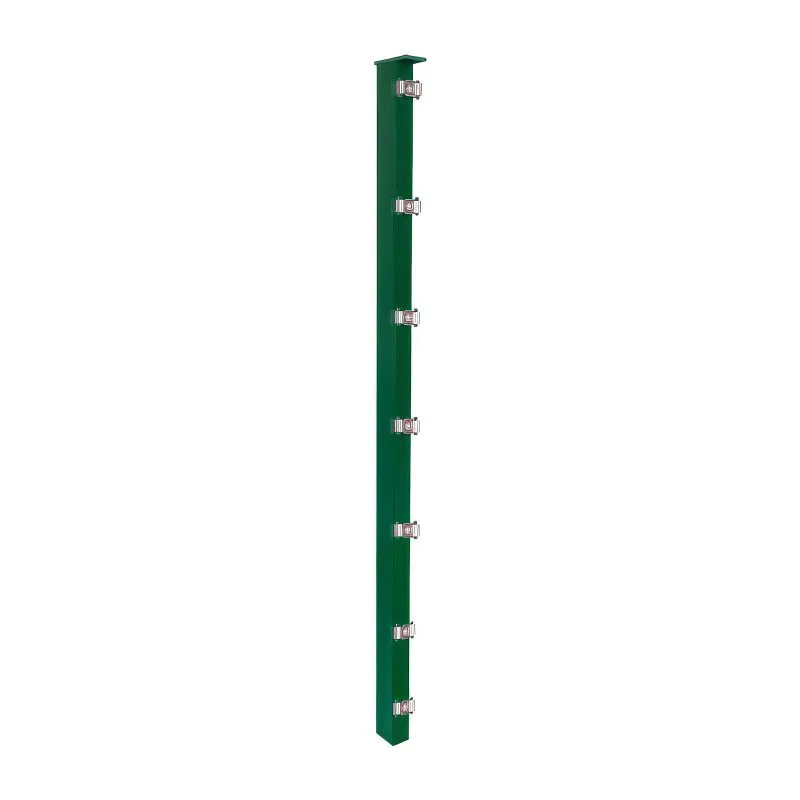 Poteau de clôture Mod. S, Finition: revêtement vert, Pour hauteur de clôture: 183 cm, Longeur: 240 cm, Points de fixation: 10