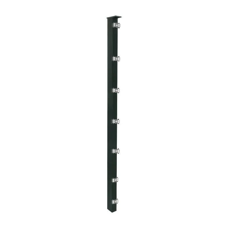 Poteau de clôture Mod. S, Finition: revêtement anthracite, Pour hauteur de clôture: 223 cm, Longeur: 280 cm, Points de fixation: 12