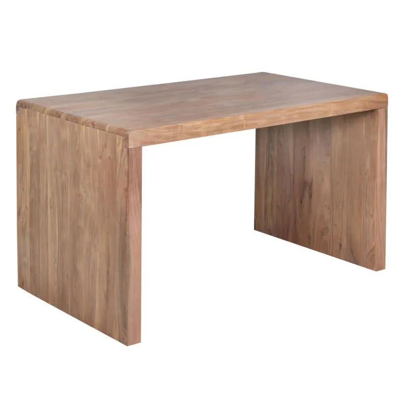 Bureau stable en bois massif d'acacia, Couleur : Acacia - Dimensions : 80 x 160 cm (l x p), fabriqué à la main