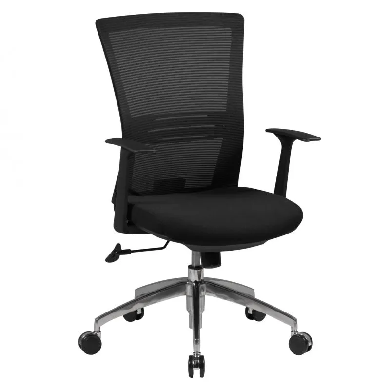 Chaise de bureau ergonomique Apolo 63 | Noir & Chromé | Dossier respirant | Confort optimal