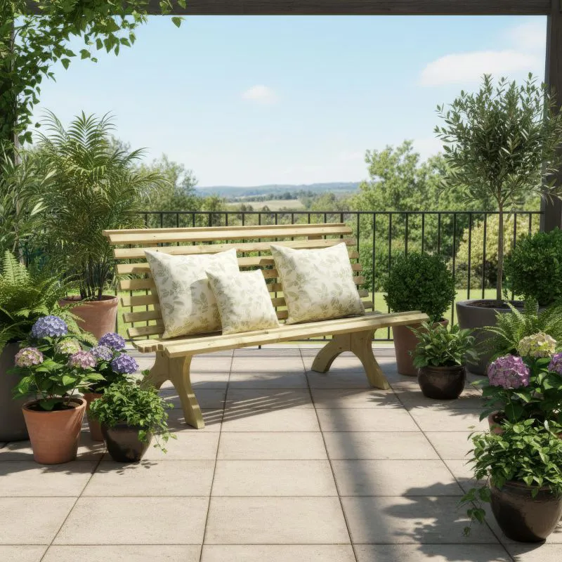 Banc de jardin / en bois massif / épicéa / durable / imprégné sous pression / robuste / 150 x 73 x 82 cm / banc en bois stable