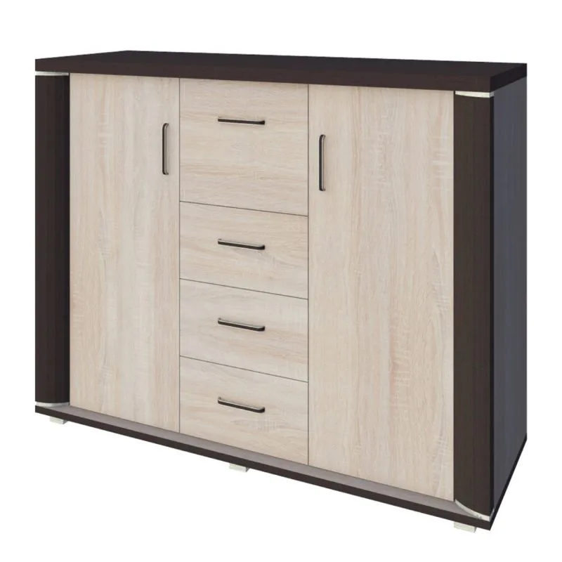 Commode Aitape 45 | Sonoma chêne foncé / clair | 105 x 135 x 40 cm | Rangement spacieux