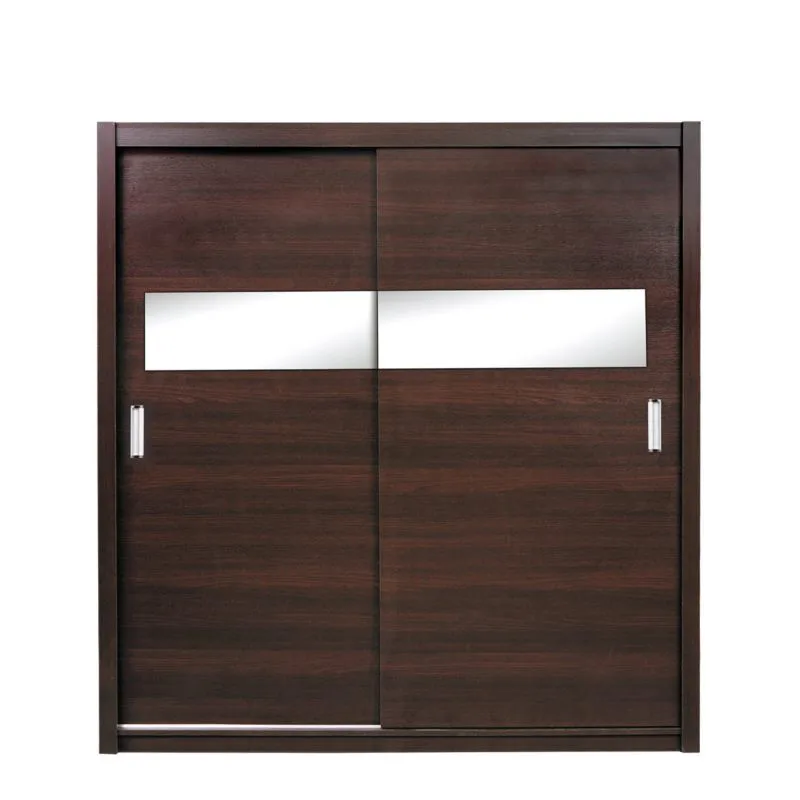 Armoire à portes coulissantes / penderie Sepatan 06, couleur : wengé - Dimensions : 210 x 200 x 60 cm (H x L x P)