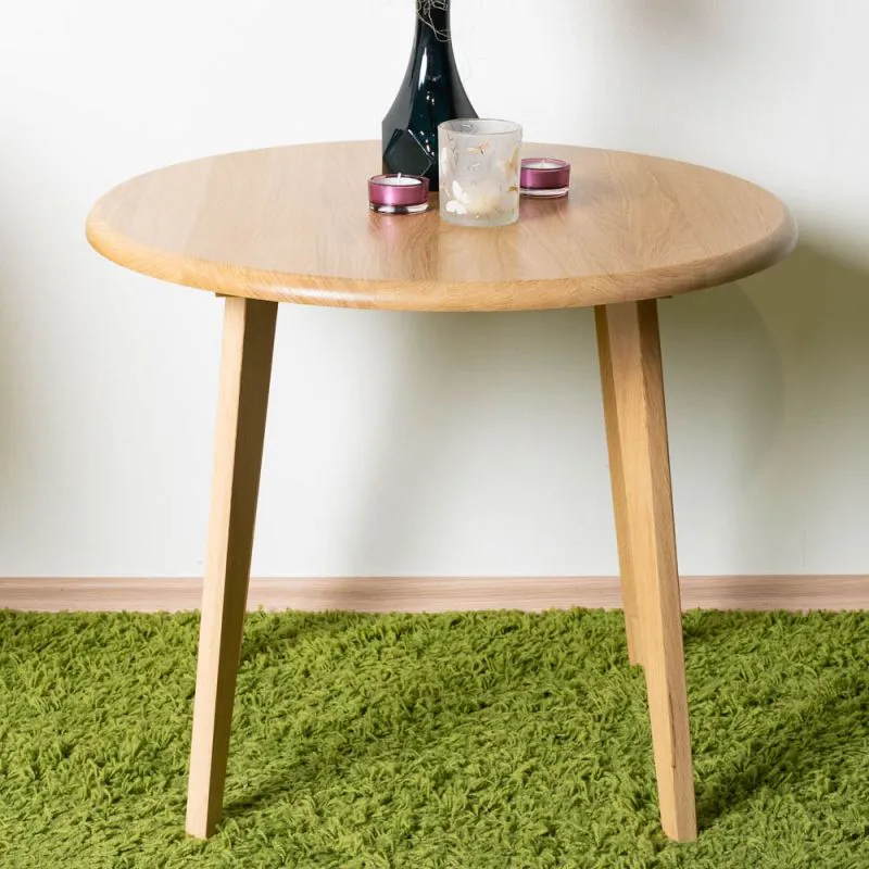 Table basse ronde en chêne massif naturel Aurornis 78 | 60 x 60 x 50 cm | Design moderne