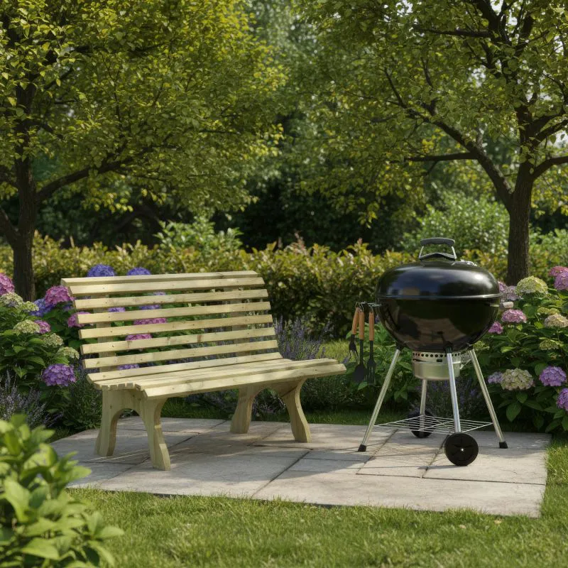 Banc de jardin / en bois massif / épicéa / imprégné sous pression / dimensions : 120 x 73 x 82 cm / banc en bois stable / durable / robuste