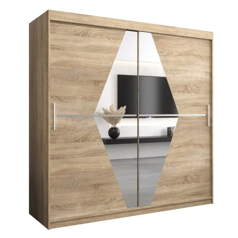 2 mètres de large Armoire avec 2 portes | Couleur: Chêne Sonoma Abbildung