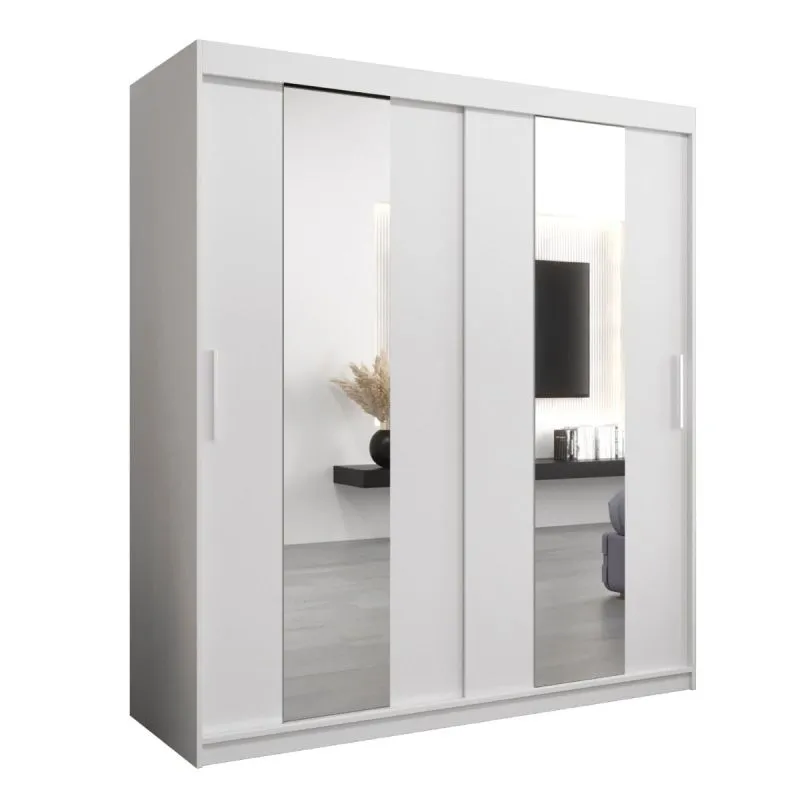 180 cm de large Armoire à portes coulissantes avec 10 casiers et 2 portes | Couleur: Blanc | Laminée Abbildung