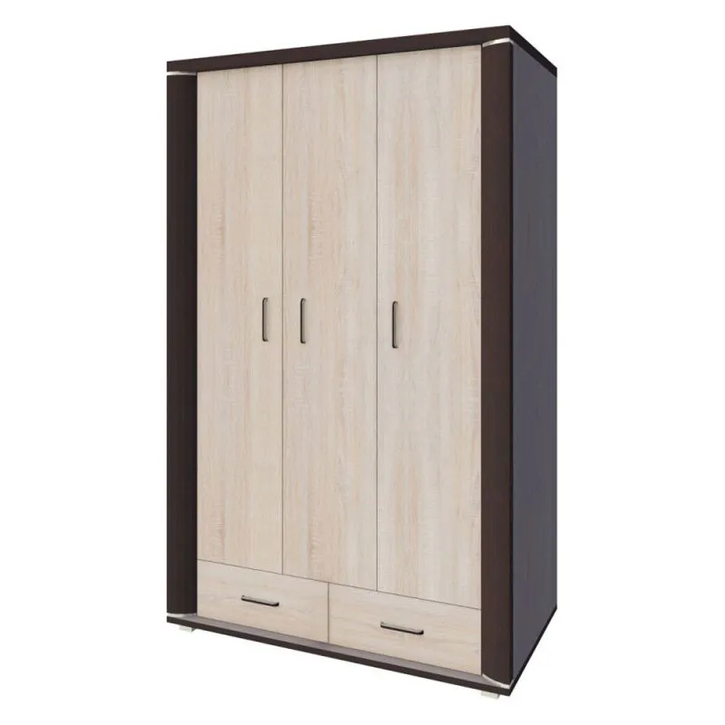Armoire | 3 portes battantes | 2 tiroirs | 5 casiers | avec tringle à vêtements | 120 cm de large | Couleur: Chêne Sonoma Abbildung