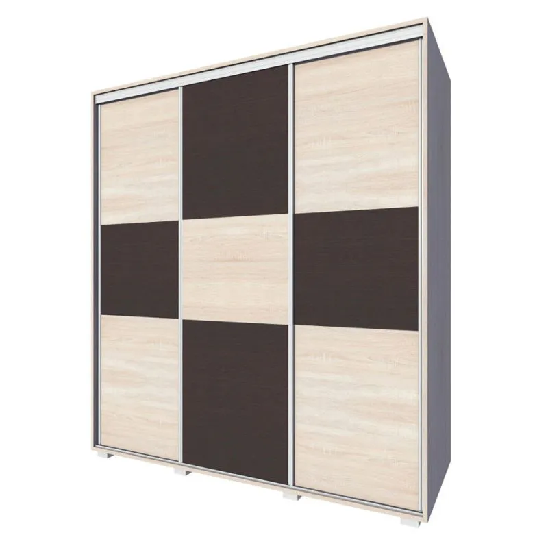 Armoire | 3 portes coulissantes | 4 tiroirs | 9 casiers | incl. tringle à vêtements | 150 cm de large | Couleur: Chêne Sonoma  Abbildung
