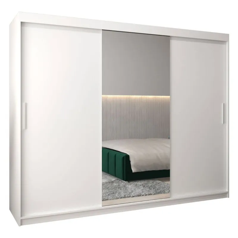 250 cm de large Armoire à portes coulissantes avec 3 portes | 10 casiers | 2 tringles à vêtements | Couleur: Blanc Abbildung
