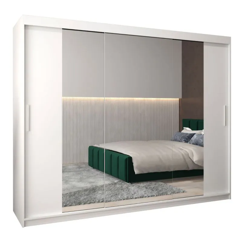 250 cm de large Armoire à portes coulissantes avec 3 portes | 10 casiers | 2 tringles à vêtements | Couleur: Blanc Abbildung