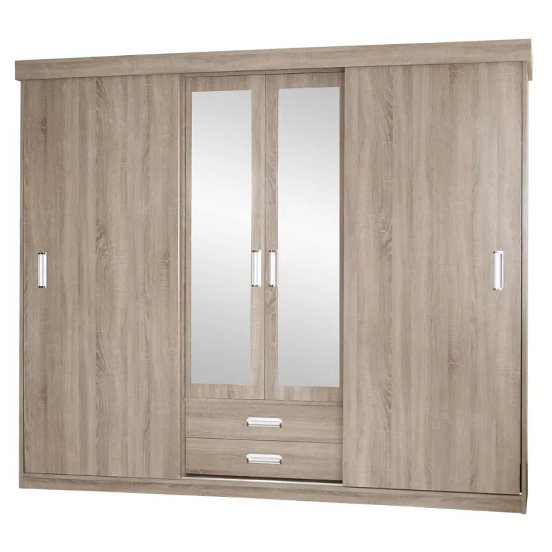 Grande 250 cm de large Armoire avec 4 portes, 5 casiers et 2 tiroirs | Couleur: Chêne Sonoma  | Profondeur: 62 cm Abbildung