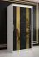 Armoire moderne Hochfeiler 01, Couleur : Blanc / Marbre noir - Dimensions : 200 x 100 x 62 cm (h x l x p), avec deux miroirs et cinq casiers