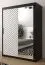 Armoire moderne Mulhacen 90, Couleur : Noir mat / Blanc mat - Dimensions : 200 x 150 x 62 cm (h x l x p), avec cinq casiers et deux tringles à vêtements