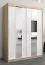 Armoire à portes coulissantes Polos 03 avec miroir | Espace optimisé | Chêne Sonoma / Blanc mat | 200 x 150 x 62 cm