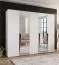 Armoire / Couleur : Blanc / 2 portes miroir / 3 compartiments / 3 tringles à vêtements / Poignées : Noir / Dimensions : 250 x 52 x 202 cm / Fonction Soft-Close / Chants ABS