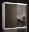 Armoire avec une porte miroir Balmenhorn 39, Couleur : Blanc mat / Noir - Dimensions : 200 x 180 x 62 cm (h x l x p), au style épuré