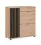 Armoire à chaussures avec un tiroir Angvik 05, deux compartiments à clapet, une porte, Couleur : Chêne / Noir, trois compartiments, dimensions : 95 x 90 x 35 cm, Matériaux de haute qualité