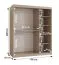 Armoire à portes coulissantes / Cachemire / 5 compartiments / 2 tringles / Détails modernes / 1 porte miroir / 150 x 62 x 200 cm / Penderie