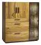 Vitrine Serrator 05, Couleur : Chêne huilé naturel / Brun foncé - 128 x 114 x 40 cm (h x l x p)