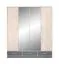 Armoire à portes battantes / armoire avec miroir Beerzel 01, couleur : chêne / gris - Dimensions : 230 x 204 x 60 cm (H x L x P)