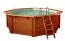 Piscine en bois Gardenflair 01, octogonale, 5,30 x 1,38 mètres, échelle de piscine, bâche de piscine, voile de fond et voile de paroi, raccords d'angle en acier inoxydable et projecteur LED inclus