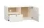 Meuble TV design Aenna 112 | Blanc & chêne | 1 tiroir, 2 niches, passe-câbles | 51,5 x 101 x 46,5 cm