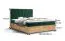 Lit boxspring avec tissu velours doux Pilio 28, Couleur : Vert / Chêne Golden Craft - Surface de couchage : 180 x 200 cm (l x L)