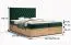 Lit Boxspring moderne avec espace de rangement Pilio 68, Couleur : Vert / Chêne Golden Craft - Surface de couchage : 160 x 200 cm (l x L)