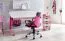 Chaise de bureau pour enfants et adolescents Apolo 93, Couleur : Rose / Noir, avec revêtement en mesh résistant