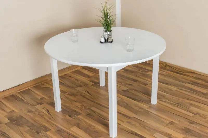 Table à manger blanche 120x120 cm Pin, Couleur: Blanc Abbildung