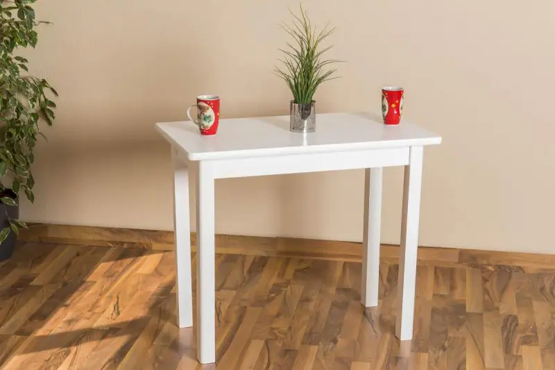 Bois massif Table à manger 50x90 cm Pin, Couleur: Blanc Abbildung