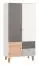 Chambre d'adolescents - armoire à portes battantes / armoire Syrina 04, couleur : blanc / gris / chêne - Dimensions : 202 x 104 x 55 cm (h x l x p)