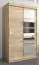 Armoire à portes coulissantes / Penderie Aizkorri 02A avec miroir, Couleur : Chêne de Sonoma - Dimensions : 200 x 120 x 62 cm (H x L x P)