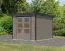 Abri de jardin à toit monopente, épicéa nordique gris eau, tôle trapézoïdale anthracite, coins renforcés d'acier, serrure à cylindre, durable et résistant aux intempéries, 2,38×2,42 m