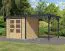 Abri de jardin en bois toit rapporté naturel/anthracite 2,35 m, épicéa nordique, porte à double battant avec serrure à cylindre, toit en tôle trapézoïdale, 2,38 × 2,13 m