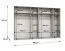 Armoire à portes battantes Korab 110 | 3 m de large | 4 penderies | Finition cachemire | Poignées dorées | Soft-close | Deux portes miroir
