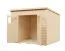 Abri de jardin / Plancher inclus / Cabane de jardin / Naturel / Construction en éléments / Surface au sol : 5,81 m² / Toit plat / Dresden 04 / Porte encadrée de bois massif avec fenêtres