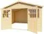 Abri de jardin en éléments en épicéa, naturel, 3,5 x 2,3 mètres, toit à deux versants, abri de jardin en bois, double porte, fenêtres ouvrantes