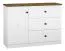 Commode Oulainen 08 | Blanc & Chêne | 86 x 120 x 40 cm | 1 porte, 3 tiroirs, 2 niches