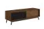 Meuble TV bas Salleron 03 | Chêne massif huilé tabac | 1 porte vitrée, 1 porte bois | 52 x 200 x 50 cm | 4 compartiments