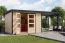 Abri de jardin avec toit rapporté naturel/anthracite - toit à une pente résistant aux intempéries, porte à deux battants avec serrure, assemblage métallique durable 7,21 m².