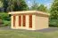 Abri de jardin en bois avec charge de neige élevée 185 kg/m², plancher inclus, naturel, 38 mm, toit à une pente en bois massif, serrure à cylindre, 3,93 × 3,93 m, 2 grandes fenêtres
