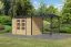 Abri de jardin en bois, toit rapporté, épicéa nordique naturel, toit en tôle trapézoïdale anthracite, coins renforcés par du métal, porte à deux battants avec serrure à cylindre, 6,35 m².