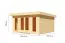 Abri de jardin en bois avec charge de neige élevée 185 kg/m², plancher inclus, naturel, 38 mm, toit à une pente en bois massif, serrure à cylindre, 3,93 × 3,93 m, 2 grandes fenêtres